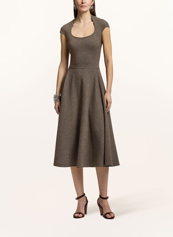 RALPH LAUREN Collection Kleid MAISEY mit Seide HELLBRAUN / DUNKELBRAUN