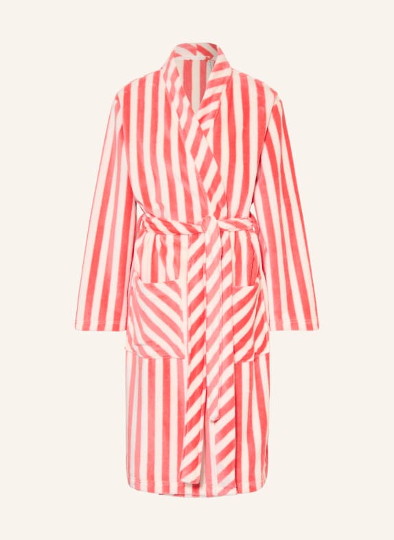 SHORT STORIES Women's bathrobe LIGHT ORANGE / WHITE