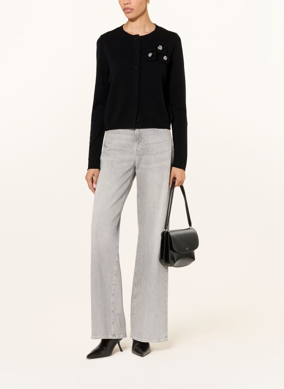 ALLUDE Vest met kasjmier en siersteentjes ZWART