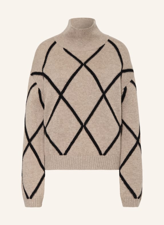 ALLUDE Pulover din cașmir TAUPE / NEGRU