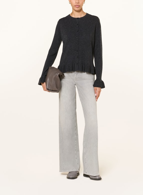 ALLUDE Vest met kasjmier en ruches DONKERGRIJS