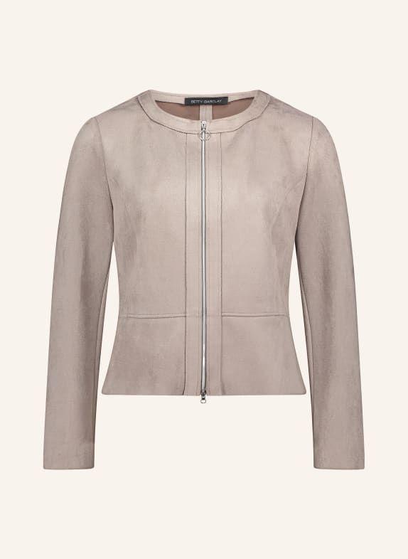 Betty Barclay Jerseyjacke in Lederoptik TAUPE