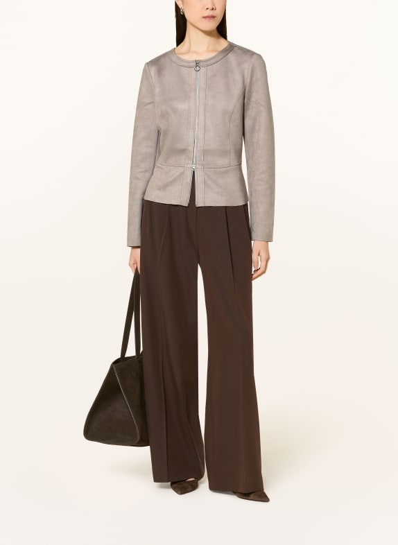 Betty Barclay Jerseyjasje met leerlook TAUPE