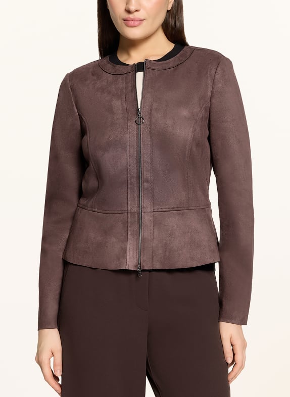 Betty Barclay Jerseyjasje met leerlook MARRON FONCÉ