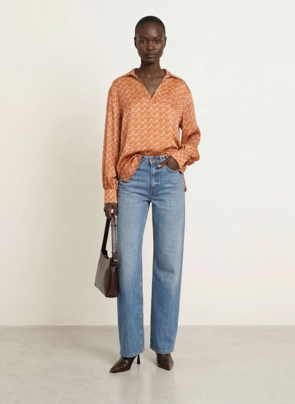 ÉMANOU Blouse met zijde CAMEL / BRUIN / CRÈME
