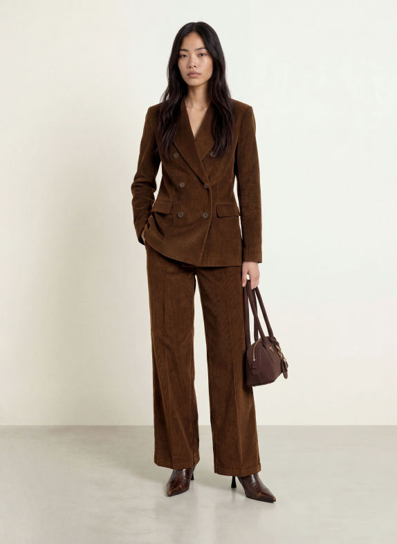 MAX & Co. Marlenehose CANE aus Cord DUNKELBRAUN