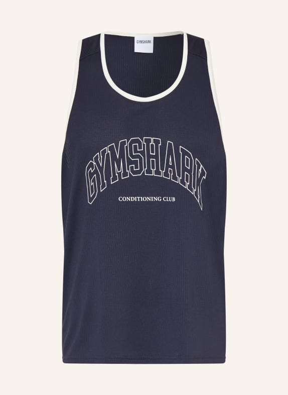GYMSHARK Tanktop CONDITIONING COLLEGE TECH DUNKELBLAU / WEISS