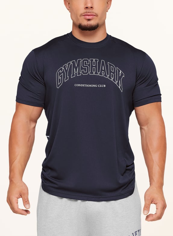 GYMSHARK Funktionsshirt COLLEGIATE DUNKELBLAU / WEISS