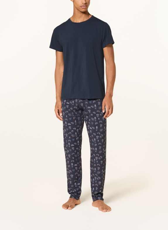 STROKESMAN'S Pyjamasbyxor MÖRKBLÅ / BEIGE / VIT