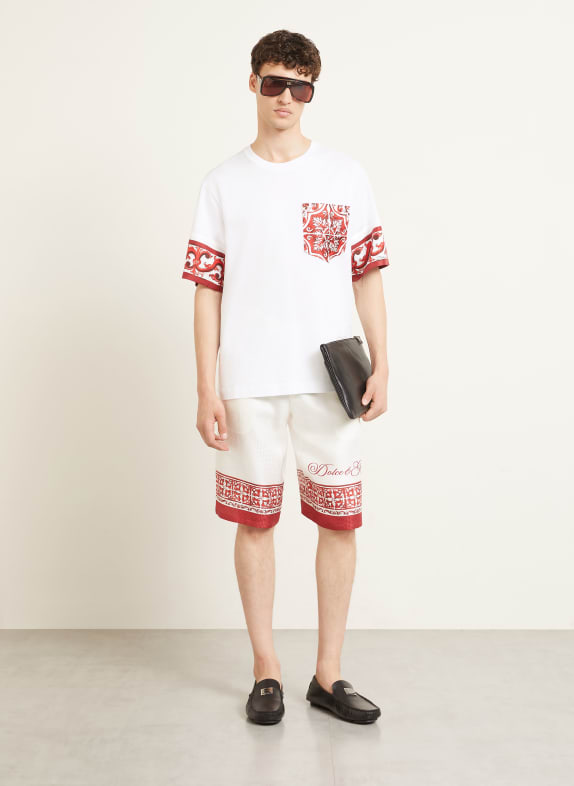 DOLCE & GABBANA Jacquard-short van zijde WIT / DONKERROOD