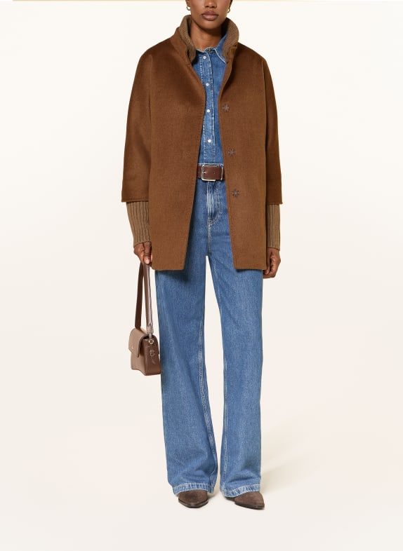 CINZIA ROCCA Jacke mit abnehmbarem Kragen COGNAC