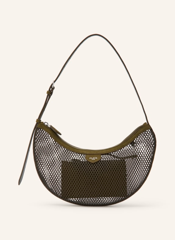 ALAÏA Schultertasche DEMI LUNE OLIV / SILBER