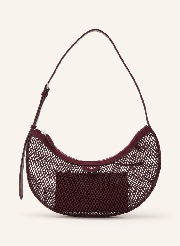 ALAÏA Schultertasche DEMI LUNE DUNKELROT / SILBER