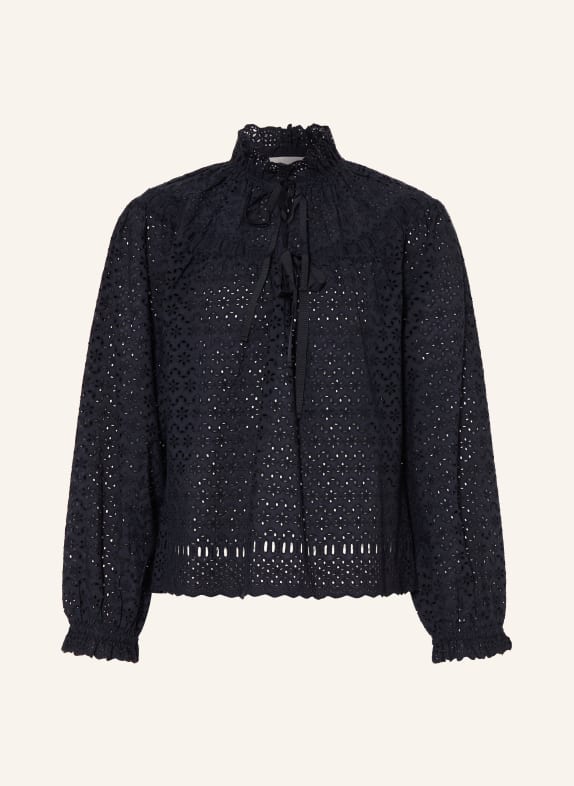 ULLA JOHNSON Blusenshirt AVELIE aus Lochspitze DUNKELBLAU