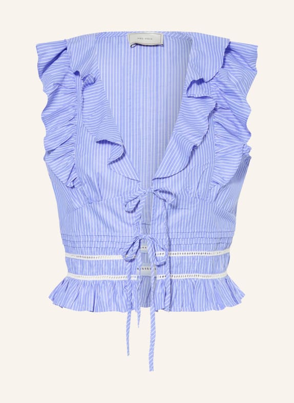 NEO NOIR Chemisier JOLIA à volants et froufrous BLEU / BLANC