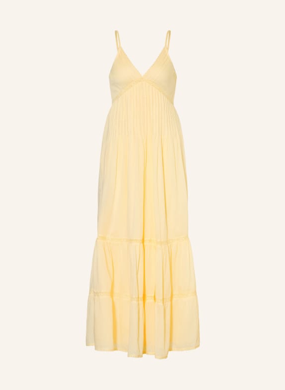 NEO NOIR Robe ELORIE à volants et dentelle JAUNE CLAIR