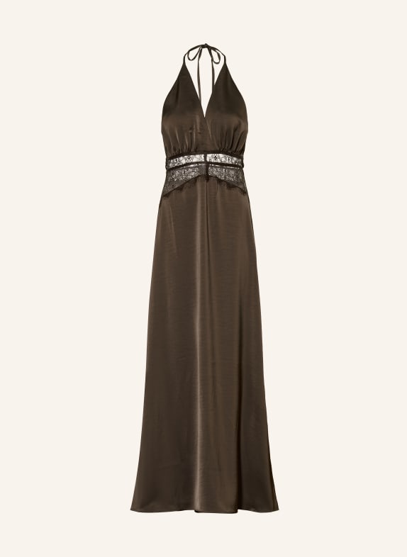 NEO NOIR JASINE Satin Dress with Lace DARK BROWN