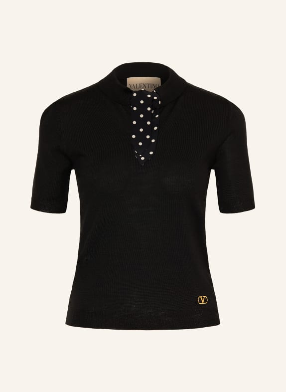 VALENTINO Knit shirt with bow tie BLACK / CREAM