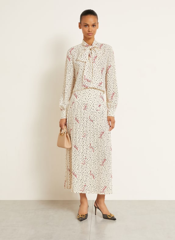 VALENTINO Zijden strikblouse ECRU / ROOD / ZWART