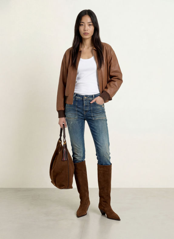 GANG Boyfriend džíny 94NICA WORKER 7920 dusty mid blue