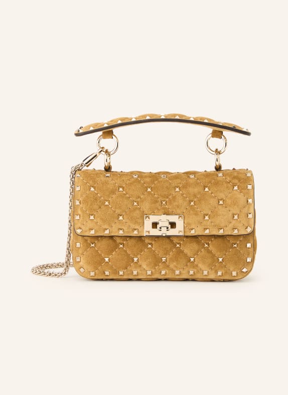 VALENTINO GARAVANI Sac à bandoulière ROCKSTUD SPIKE avec rivets BEIGE / OR