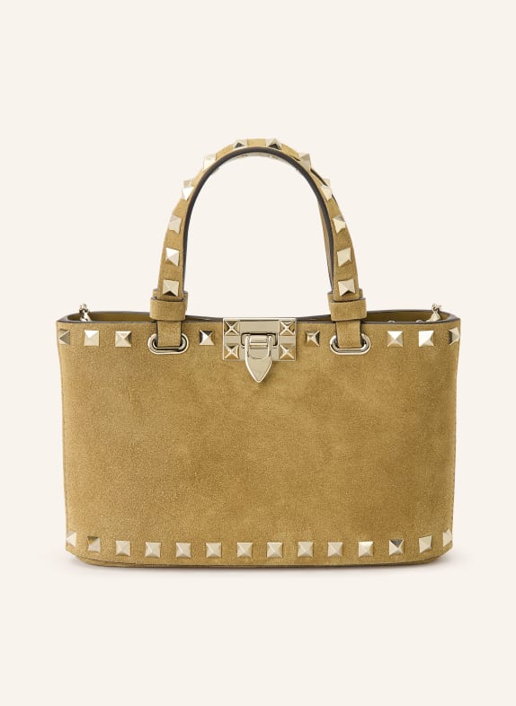 VALENTINO GARAVANI Listonoszka ROCKSTUD MINI z nitami BEŻOWY / ZŁOTY