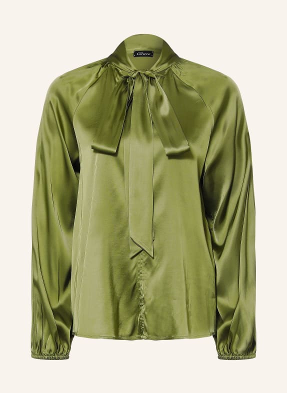 Grace Satinbluse mit Schluppe OLIV
