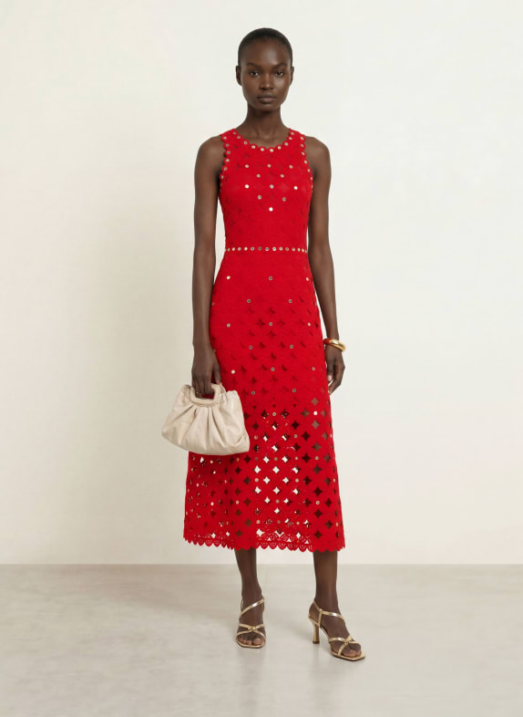 maje Häkelkleid ROT