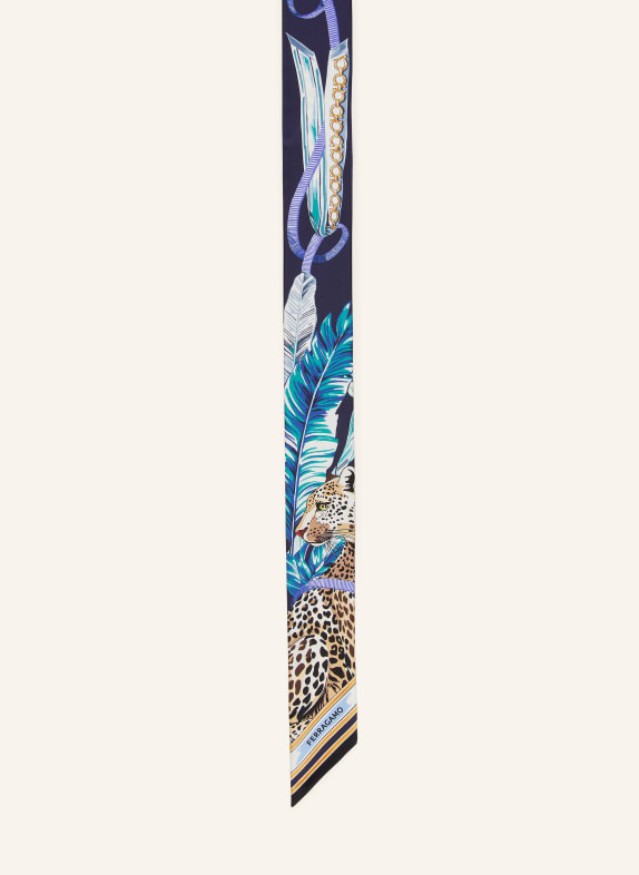 FERRAGAMO Silk scarf DARK BLUE / BEIGE / TURQUOISE