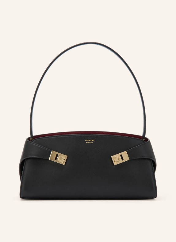 FERRAGAMO Torebka na ramię HUG EAST WEST CZARNY / ZŁOTY