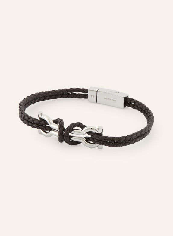 FERRAGAMO Lederarmband GANCINI DUNKELBRAUN / SILBER