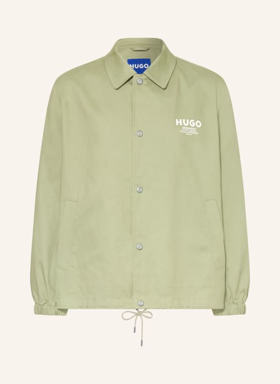 HUGO Overshirt BIYO SVĚTLE ZELENÁ / BÍLÁ