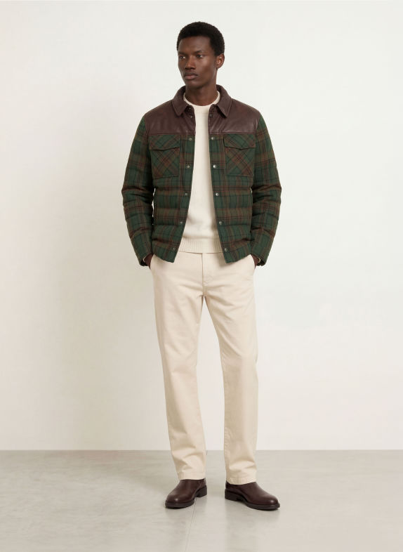 COLMAR Down jacket in a blend of materials GREEN / DARK BROWN / BROWN