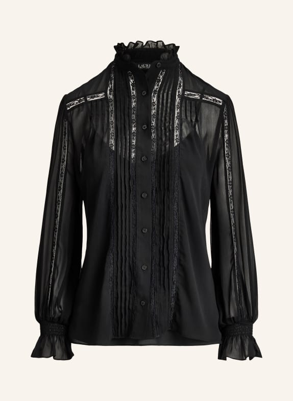 LAUREN RALPH LAUREN Bluse mit Spitze und Rüschen SCHWARZ