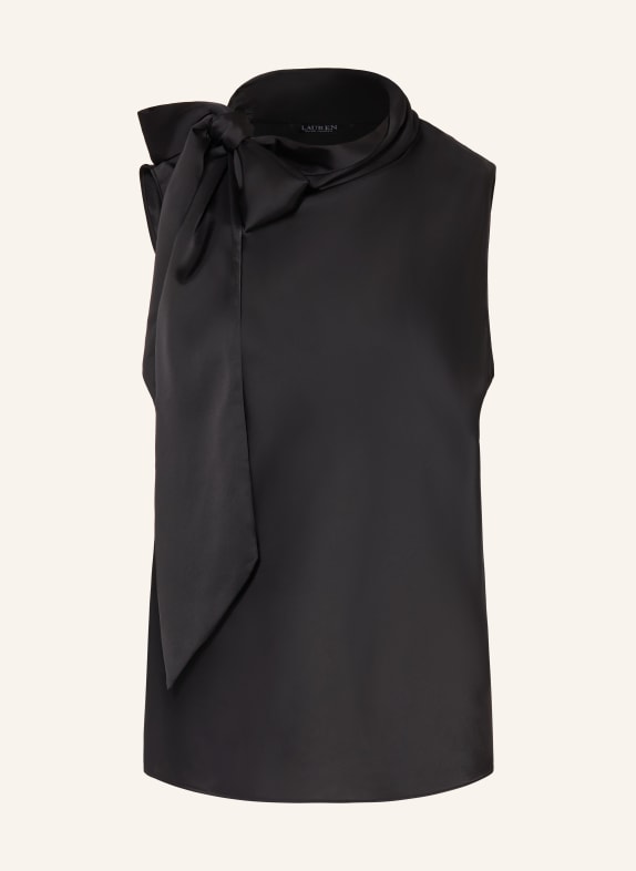 LAUREN RALPH LAUREN Satijnen top met strik ZWART