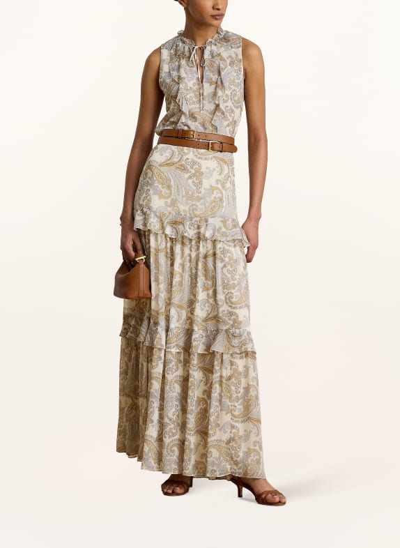 LAUREN RALPH LAUREN Rok met volants CRÈME / COGNAC / BLAUW