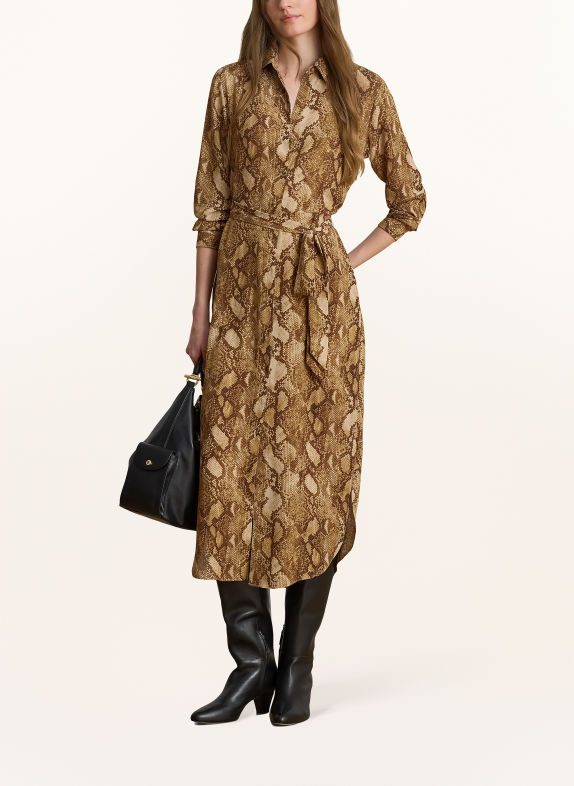LAUREN RALPH LAUREN Hemdblusenkleid BEIGE / BRAUN