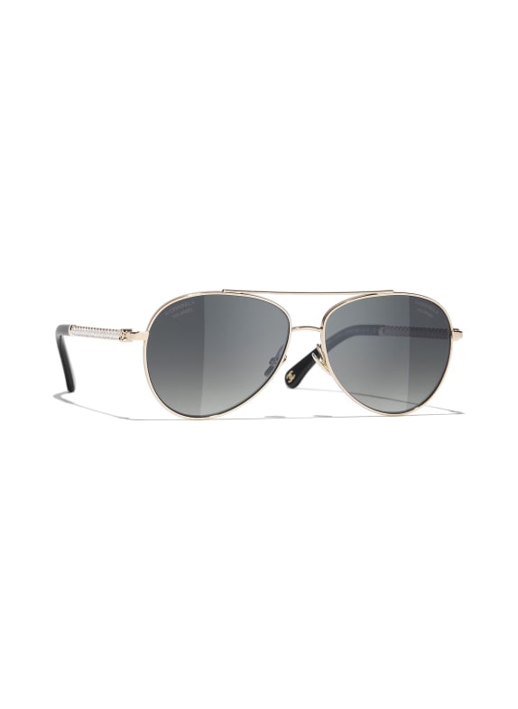 CHANEL Pilotensonnenbrille mit Schmuckperlen GOLD/ SCHWARZ