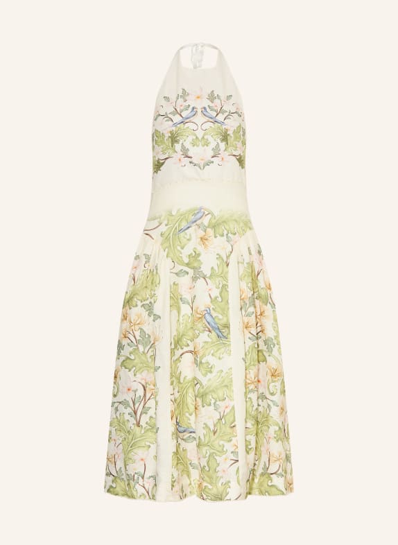 Agua by Agua Bendita BALSA ANHELO linen dress with decorative beads CREAM / GREEN / BLUE