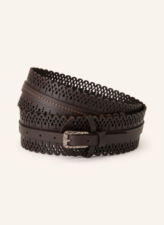 Reptile's House Leren riem VENUS MARRON FONCÉ / GOUD