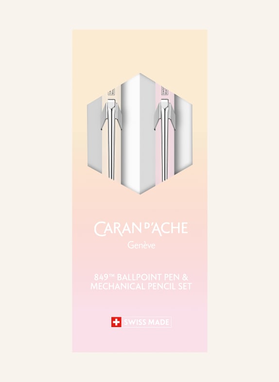 CARAN d'ACHE 2-delars set: Kulspetspenna 849™ och reservpatronhållare 844 ROSÉ / SILVER / BEIGE