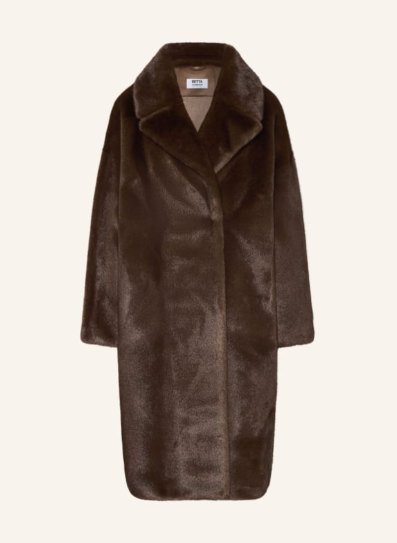 BETTA CORRADI Faux fur coat DARK BROWN