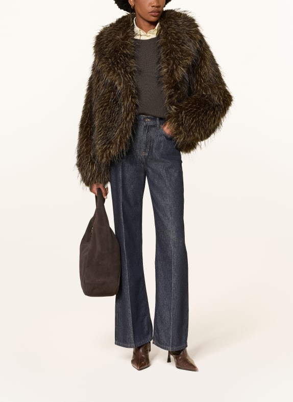 BETTA CORRADI Oversized-Jacke aus Kunstfell DUNKELBRAUN / BEIGE