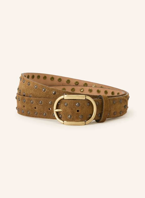 Reptile's House Leren riem met studs BRUIN / GOUD