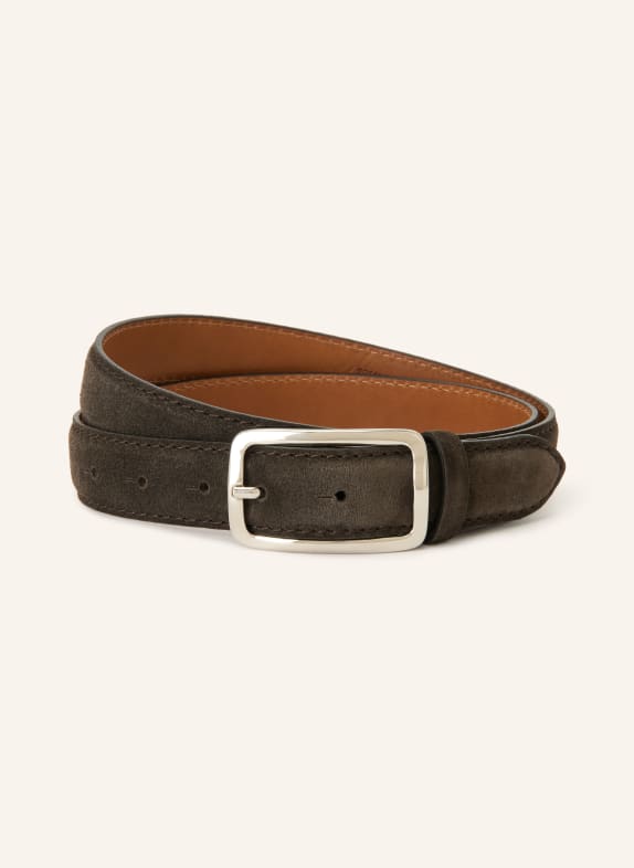 Reptile's House Leren riem MARRON FONCÉ / ZILVER