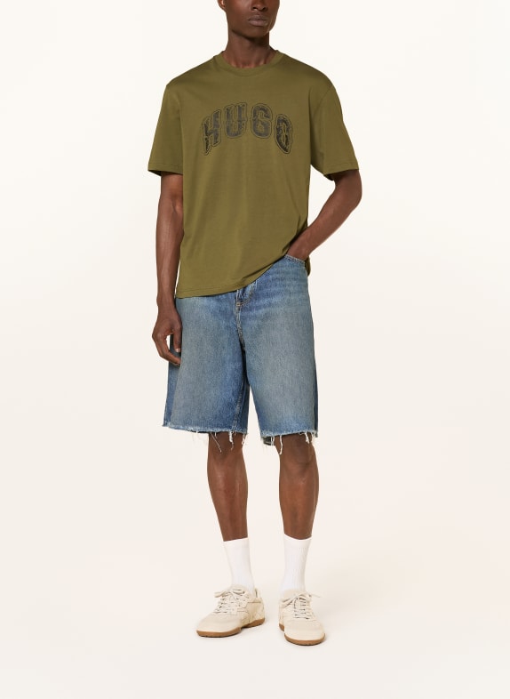HUGO T-shirt NERPIENT OLIJF / ZWART