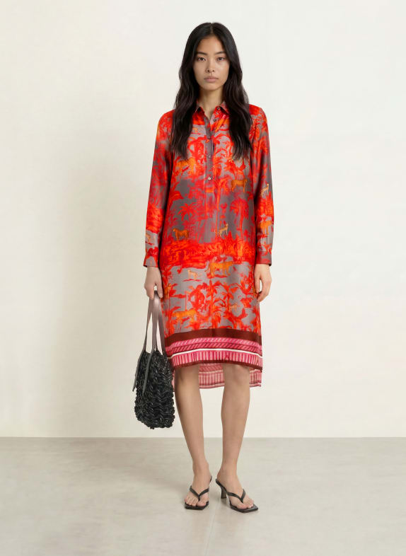 miss goodlife Satin dress RED / DARK GRAY / PINK