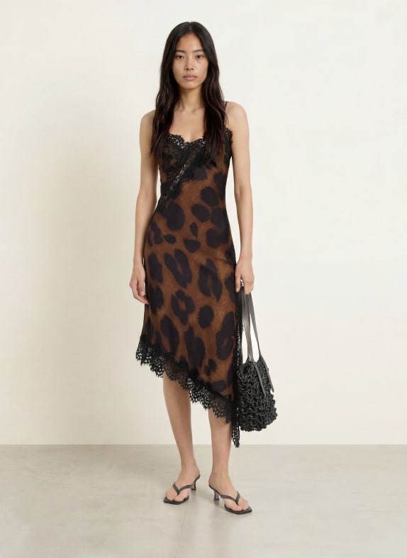 miss goodlife Satin dress BLACK / BROWN