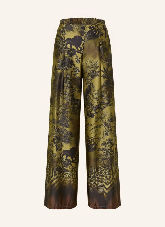 miss goodlife Satin wide-leg trousers GREEN / BROWN / BLACK