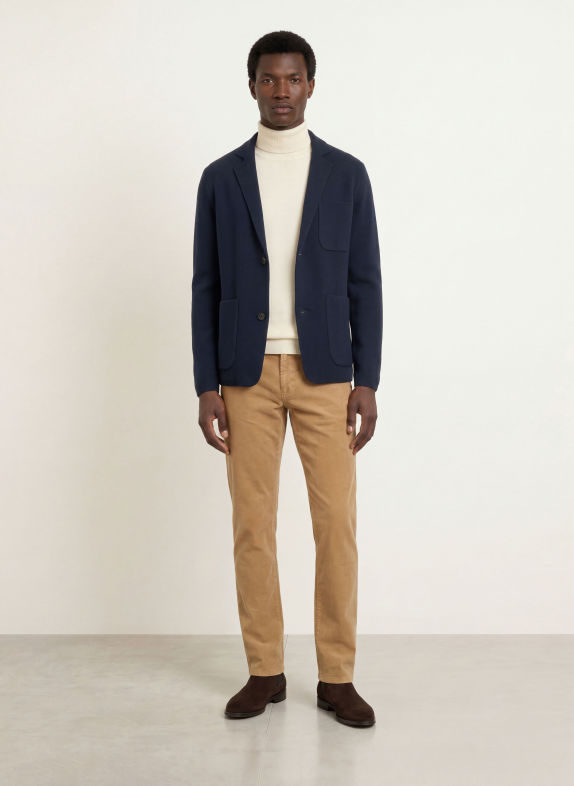 STROKESMAN'S Slim-Fit Knit Jacket DARK BLUE